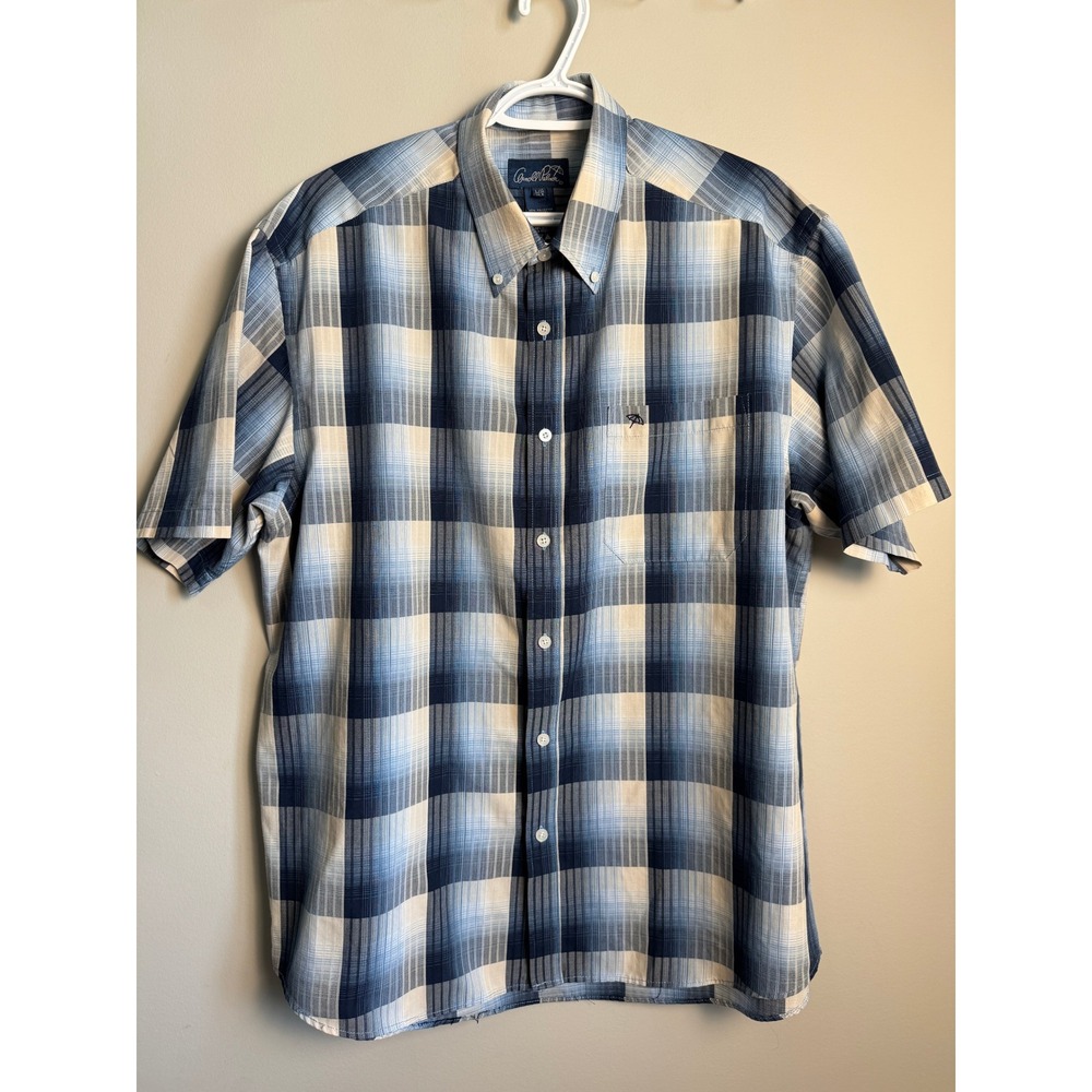 Arnold Palmer Vintage Short Sleeve Plaid Button Down Shirt Large Golf Preppy